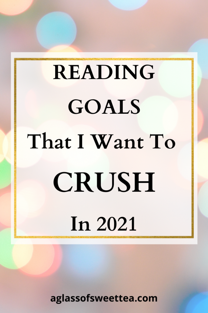 Blurred background circles with soft pink, orange, purple blue, and green tones, in a post about my 2021 reading goals. 